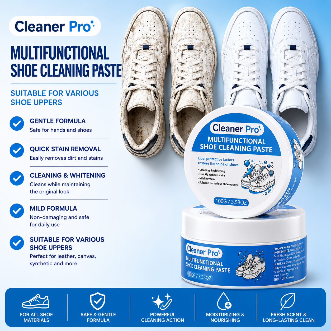 ✨ Cleaner Pro Crème – Deep Clean & Stain Removal 👟